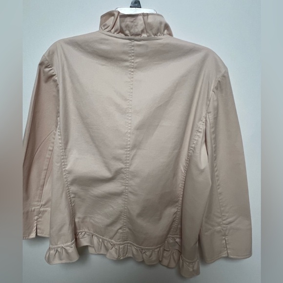 TALBOT’S SIZE 16 PALE PINK RUFFLED LIGHTWEIGHT JACKET. - Picture 2 of 8